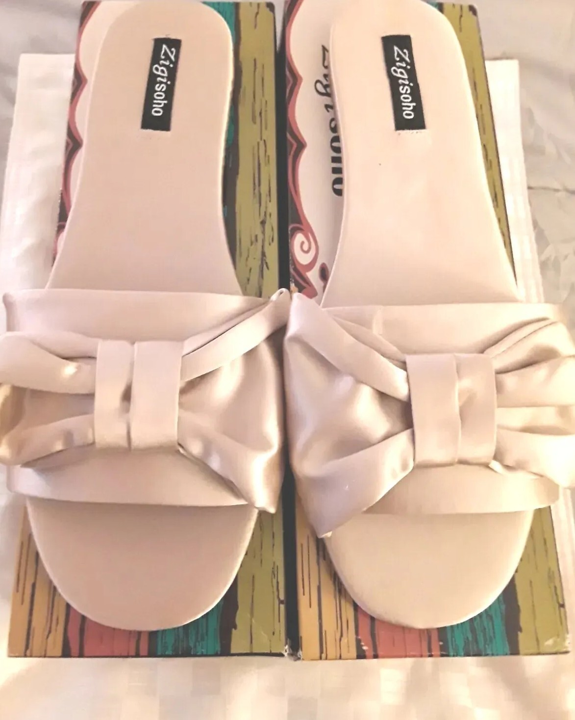 PANTOFOLA D’ORO ZIGIsoho VALIDO SANDALO IN RASO•SLIDE•PIATTO•ARCO•9M• Matrimonio Feste Vacanze Formali