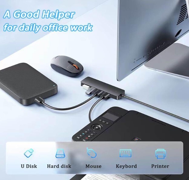 4-Port USB 3.0 Hub for Laptop, PC, Xbox - High-Speed Data Transfer & Expansion