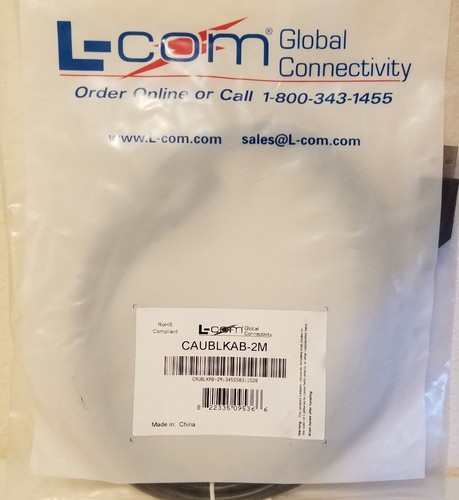 L-Com CAUBLKAB-2M Premium USB 2.0 Cable A male to B male A-B 2 meters ...