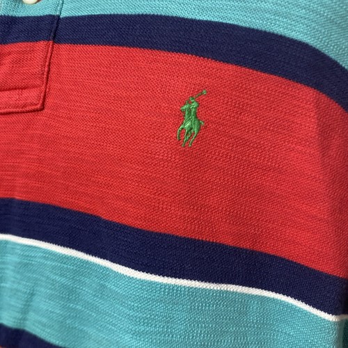 Polo Ralph Lauren Polo Shirt Men Size XL Multicolored Striped Textured Long Tail - Picture 4 of 7