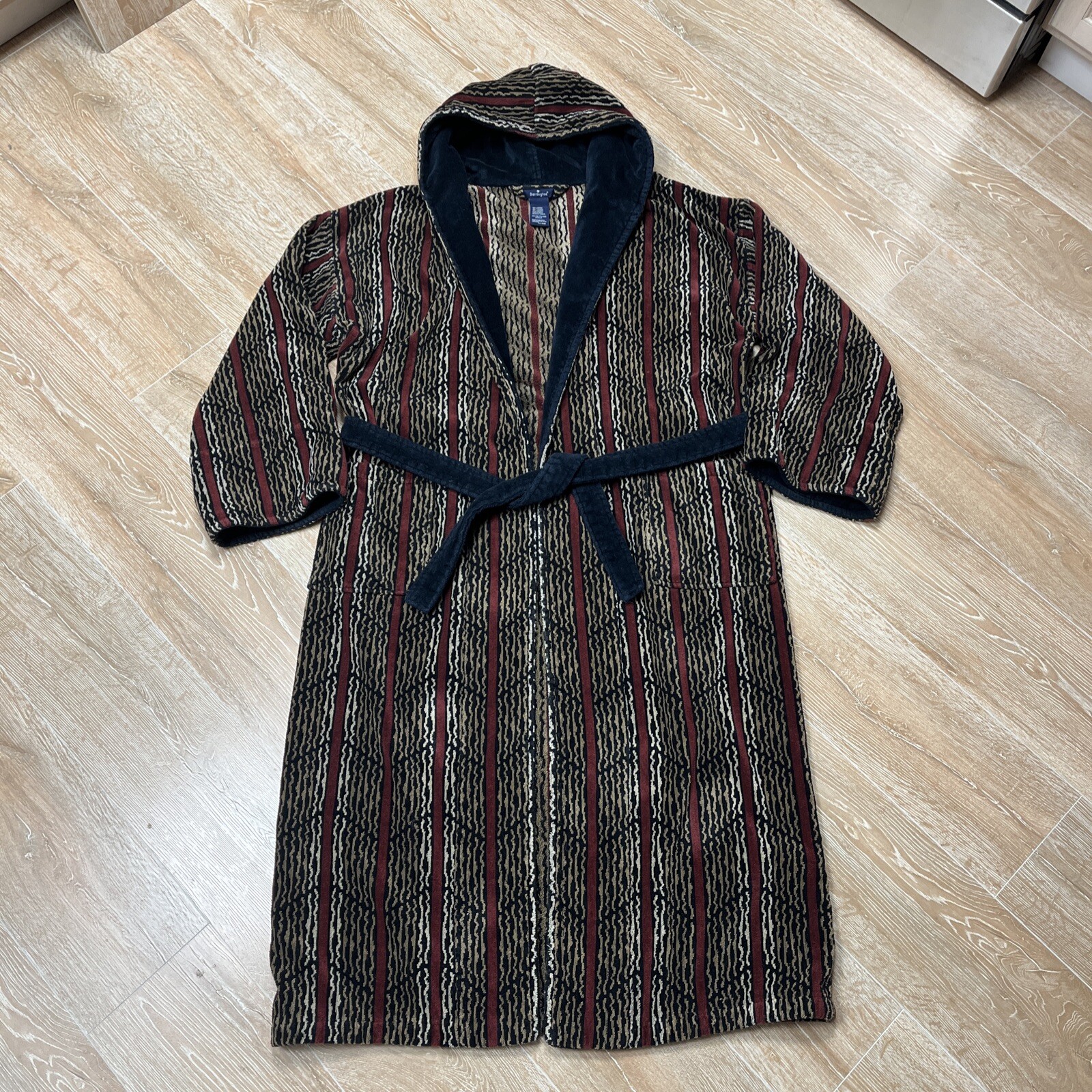 VTG 90s Robe Barrington Hood Striped Heavy Thick Towe… - Gem