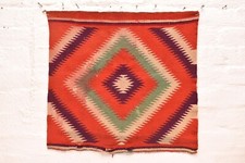 Antique Navajo Indian Germantown Sampler Red Blanket Rug 20x19 Textile Weaving.