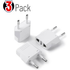 European Plug Adapter 3 Pack US to EU Power Converter Type C Travel Wall Outlet