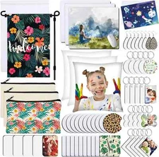 128 PCS Sublimation Blanks Products, Sublimation Starter Kit with Instruction M