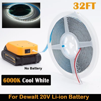 DEMKMILRI 32ft LED Strip Lights For Dewalt 20V Battery Waterproof for Indoor Outdoor Use