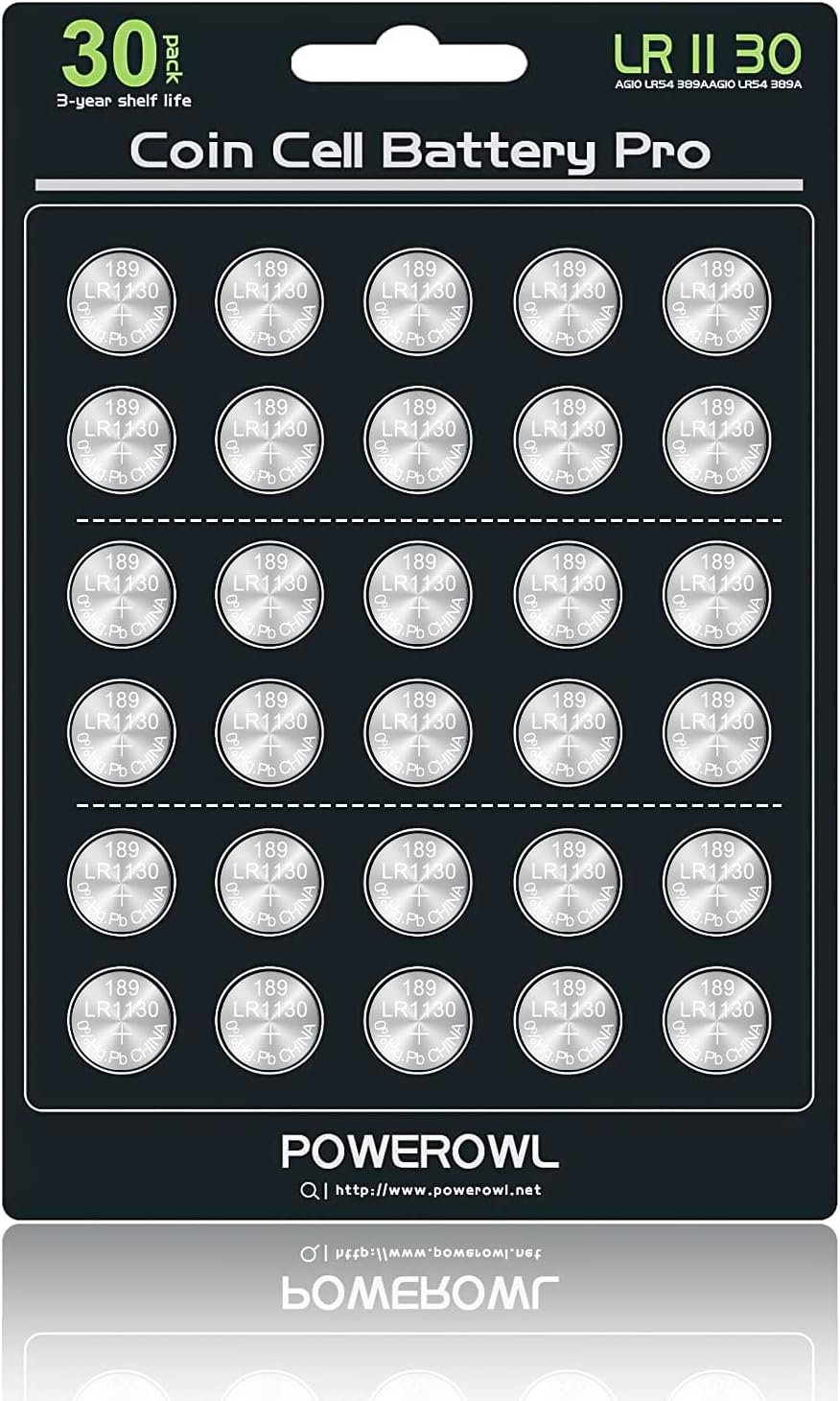 High Capacity LR1130 AG10 Batteries 30 Pack, SG10 389 189 Premium Alkaline Batte