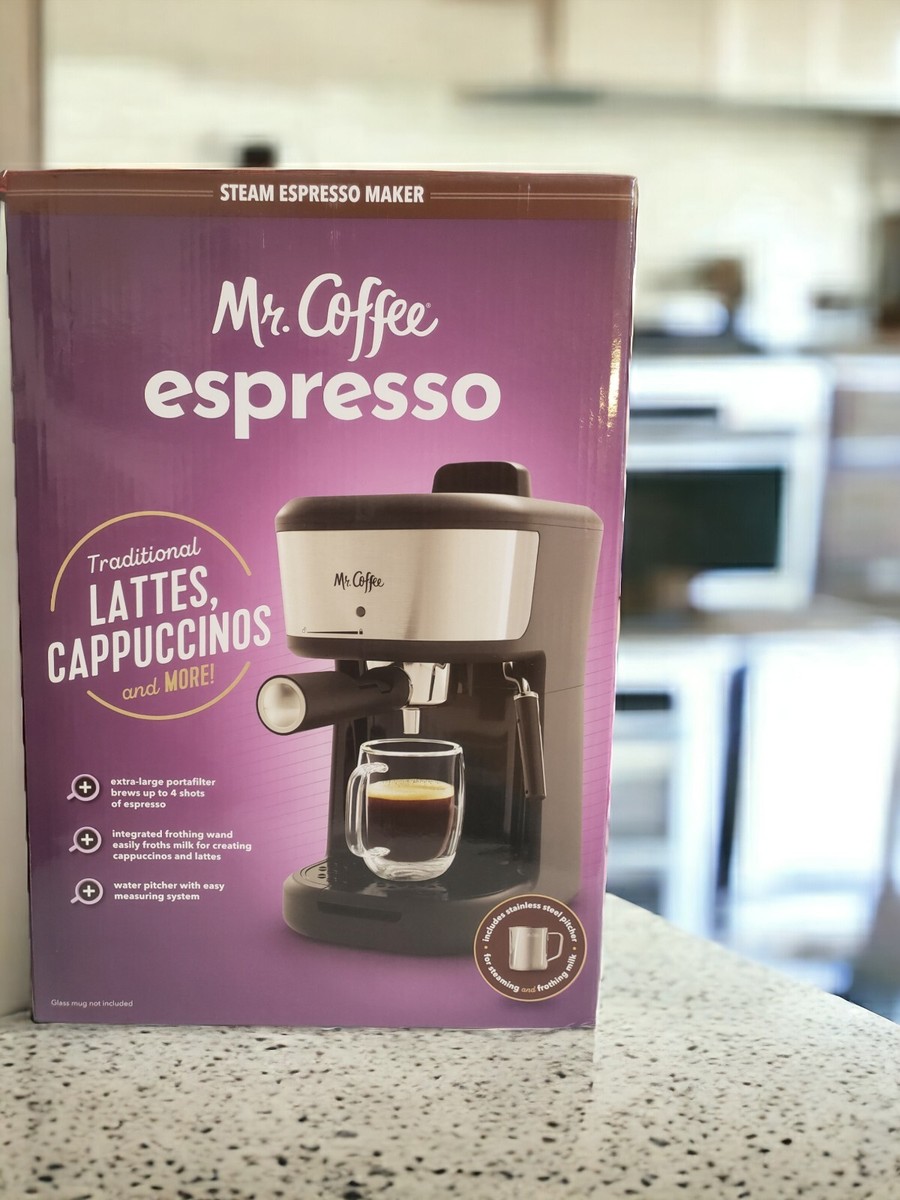 Coffee 4-Shot Steam Espresso, Latte Maker w/ Stainless Frothing Pitcher