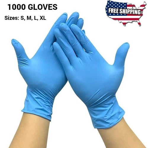 1000 Nitrile Disposable Blue Gloves (Powder Free Latex Free EXAM) SIZE LARGE