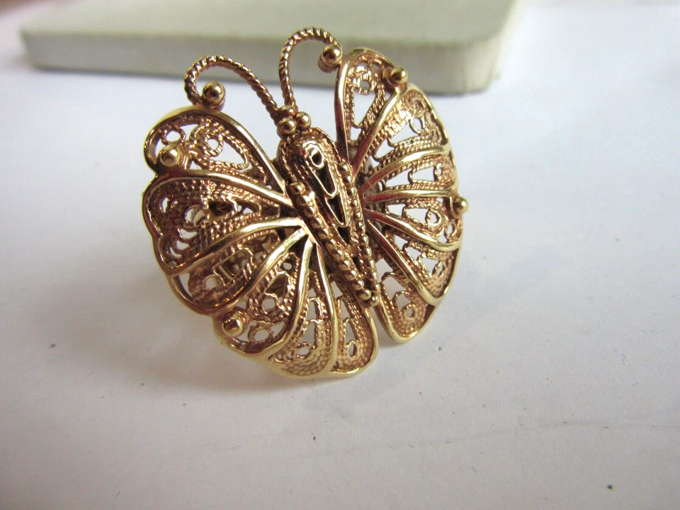Anel de declaração filigrana bronze peru em forma de borboleta - tamanho 10 - Imagem 4 de 4