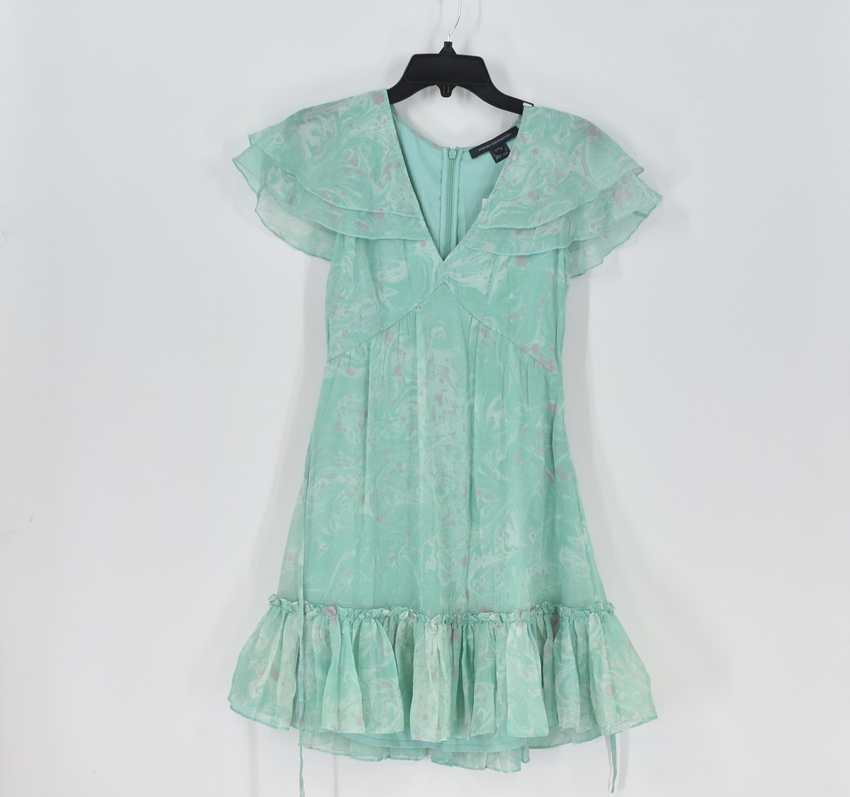Women's French Connection Endra Crinkle a-Line Minidress in Glass Mint, Size 0