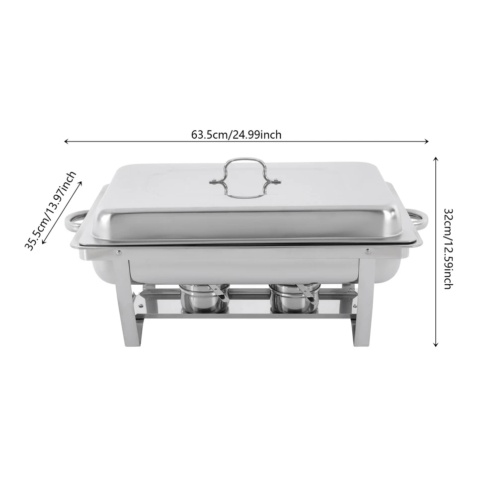 3 Pan Food Warmer Stainless Steel Buffet Set Food Pan Catering Chafer with Lid - Image 2 of 4