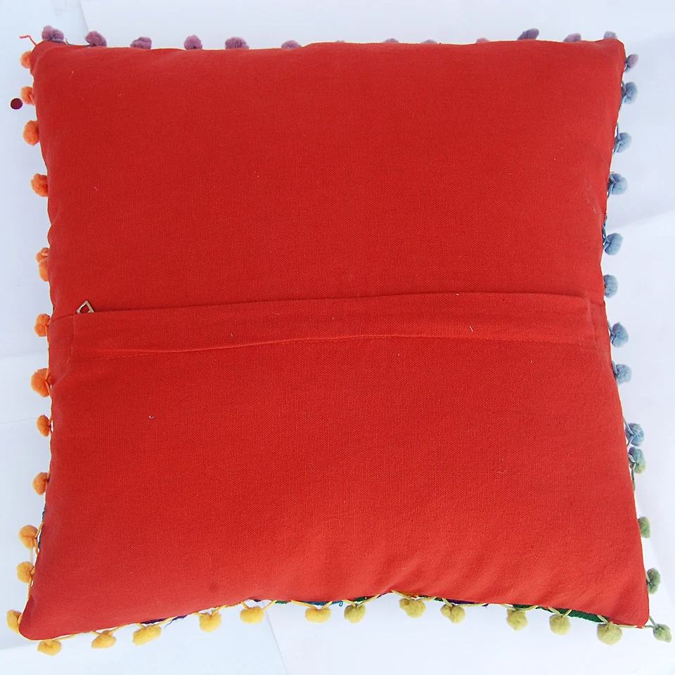 Christmas Decor Ethnic Suzani Cushion Cover Hand Embroidery Pillow Cases 16x16" - Image 2 of 3