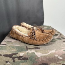 UGG Australia Women  s 7 Chestnut Suede Shearling Moccasin Slippers EU 38