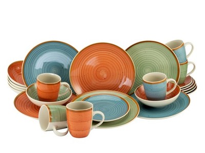 CreaTable Country bunt Kombiservice 24-tlg Steinzeug