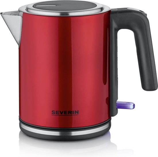 Severin Elektrischer Wasserkocher 1L, Kalkfilter, Edelstahl, 2400W, Rot-image