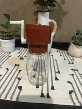 Vintage GEMCO Glass Nut Grinder Chopper Jar Brown Lid