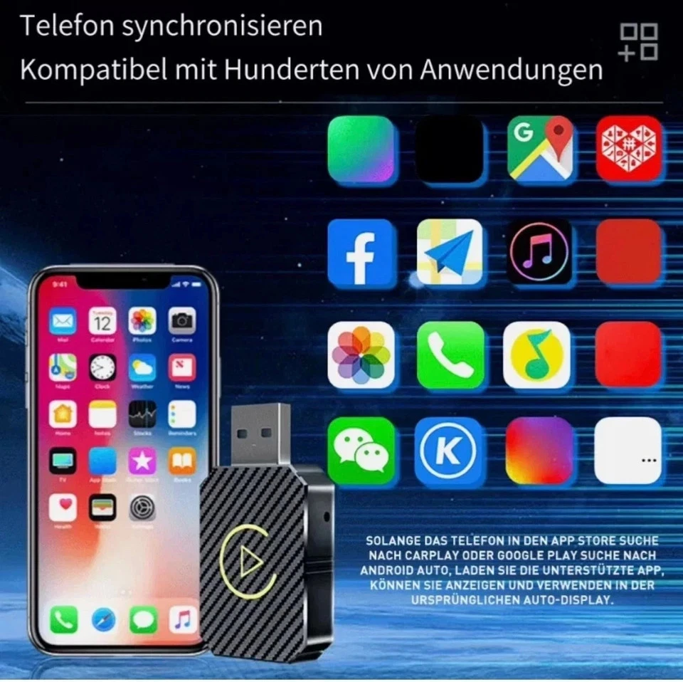 2-in-1 CarPlay & Android Auto Adapter – USB, drahtlos, Plug & Play - Bild 3 von 4