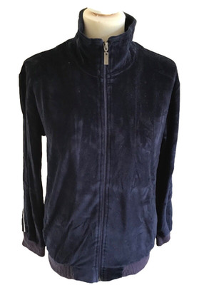 FCUK JEANS MARINE HIGH NECK LANGARM REISSVERSCHLUSS BAUMWOLLE VELOUR OBERTEIL GR. S