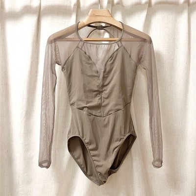 Chacott Mesh Long Sleeve Leotard Adults M Ballet Activewear, Used