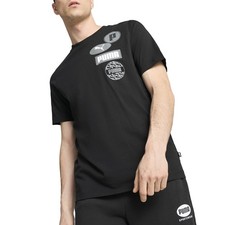 PUMA Graphics Icon Crew Neck Short Sleeve T-Shirt Mens Black Casual Tops 6832080