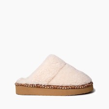 NEW Minnetonka Cerise Ivory White Fur Winter Slipper Slip On Size 10