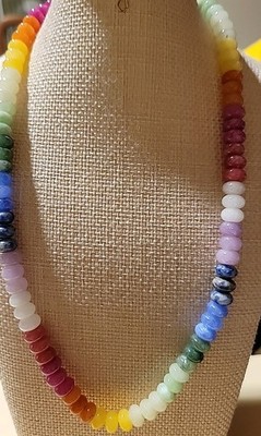 Vintage  Rainbow Necklace 18in  Tested Jadite/ Spineless On Presidium