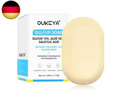 OUKEYA 10% Schwefel Seife, Ziegenmilchseife Gesicht, Salicylsäure, Teebaumöl, A