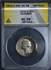 1932-S 25C WASHINGTON SILVER QUARTER KM# 164 ANACS AU 58 Details A7827