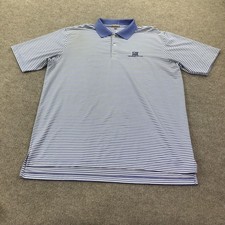 Peter Millar Polo Shirt Mens XL Blue White Stripe Summer Comfort Golf Stretch