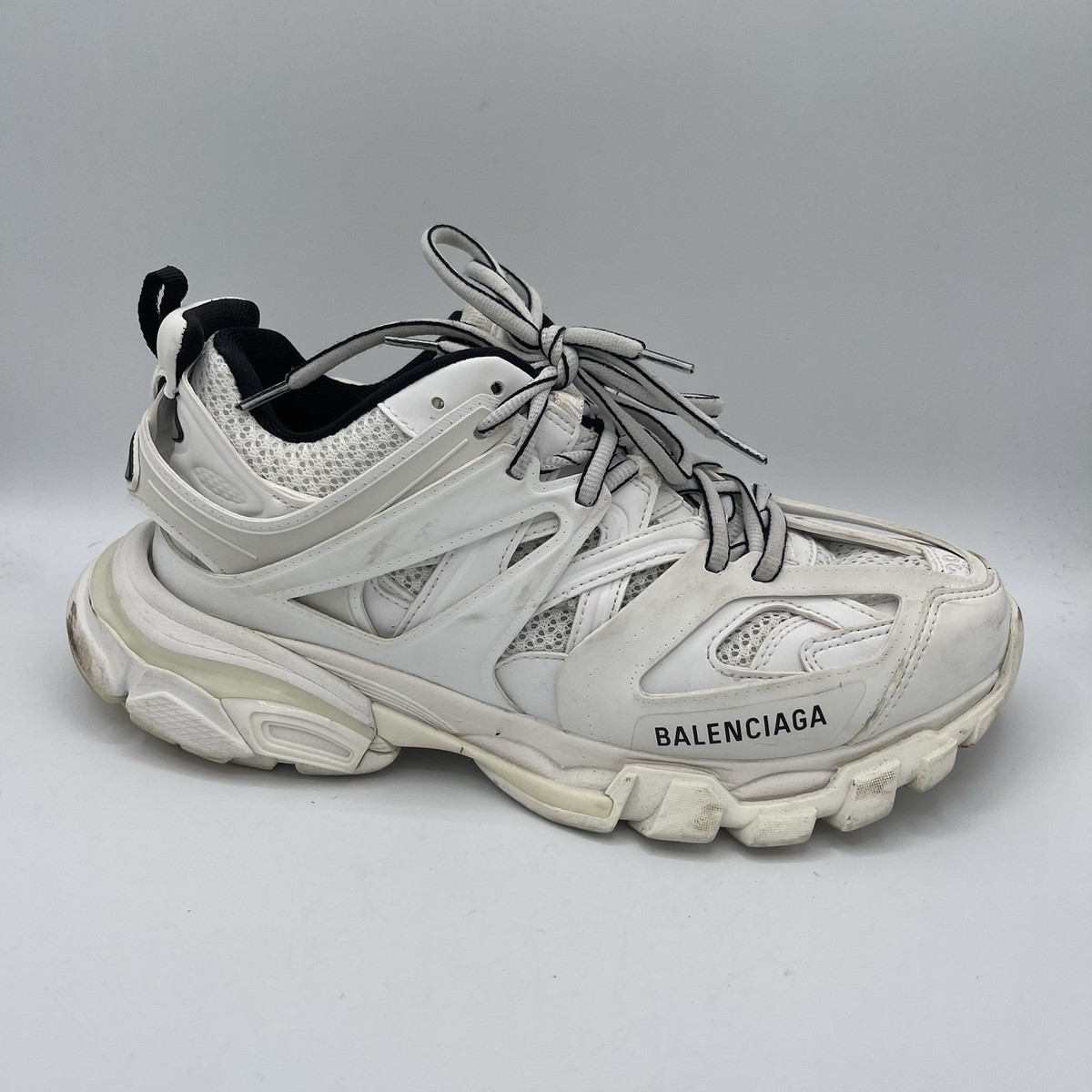 BALENCIAGA Track Sneakers White Black Size 39 Uk Bicolour Mesh