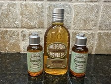 L'Occitane Almond Amande 3pc Shower Oil Set NEW 8.4 oz 2 Travel 2.5 oz Bottles