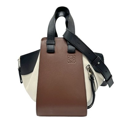 Loewe Hammock Leather Shoulder Bag Brown Black Ivory White