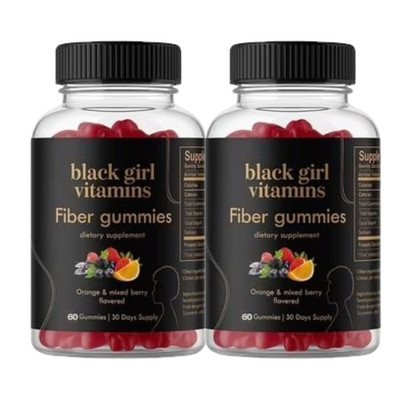 2-Pack Black Girl Vitamins Fiber Gummies   Gut Health & Bloat Relief 120 Gummies