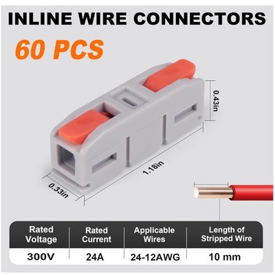 Lever Wire Connectors, Mini Quick Connectors, 60PCS