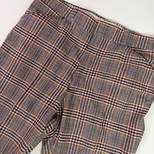 Vintage 70s Style Men's Glen Plaid Straight Pants 30 Inseam Dadcore Preppy Golf