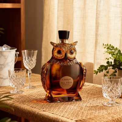350ml Owl Shape Whiskey Decanter Vintage Glass Wine Bottle Barware Gift Hot