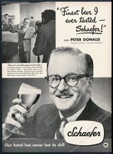 1948 Peter Donald photo Schaefer Beer vintage print ad
