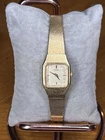 Seiko Quartz Womens Vintage Gold Tone Square Silver Dial Analog Bracelet