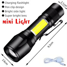 High Power LED Tactical Flashlight USB Rechargeable Camping Torch Lantern UK