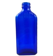 Vintage Colbalt Blue Poison Bottle Empty Hazel Atlas 4-K-4895 Rare