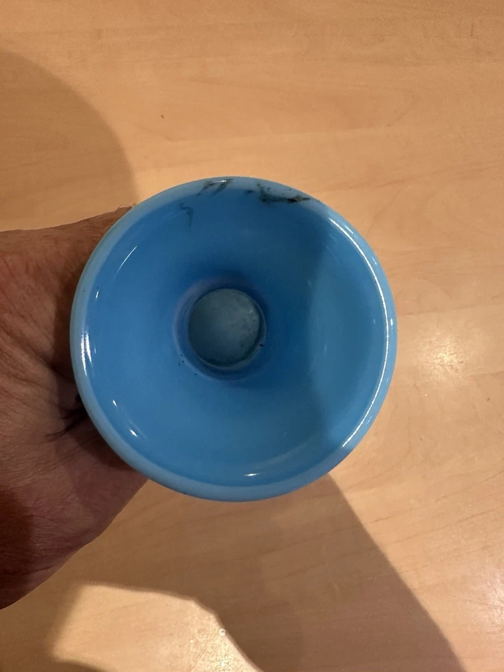 Ancien Vase Opaline De Foire Bleu Portieux - Photo 3/4