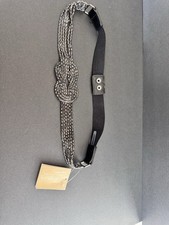 Vintage Black Metal Stretch Belt. NWT Francesca. 30 long with stretchy band