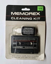 NOS Vintage Memorex Cleaning Kit Cassette Cleaner & Solution Cleans Head/Capstan