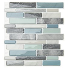 10-Sheet Peel and Stick Backsplash Tile for Kitchen, Back Splash Stick On Blue