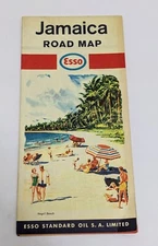 Vintage 1967 Jamaica Road Map Esso Standard Oil S.A. Limited