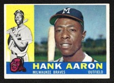 1960 TOPPS #300 HANK AARON RARE VARIATION WHITE ON LEFT INSTEAD OF YELLOW TOUGH 