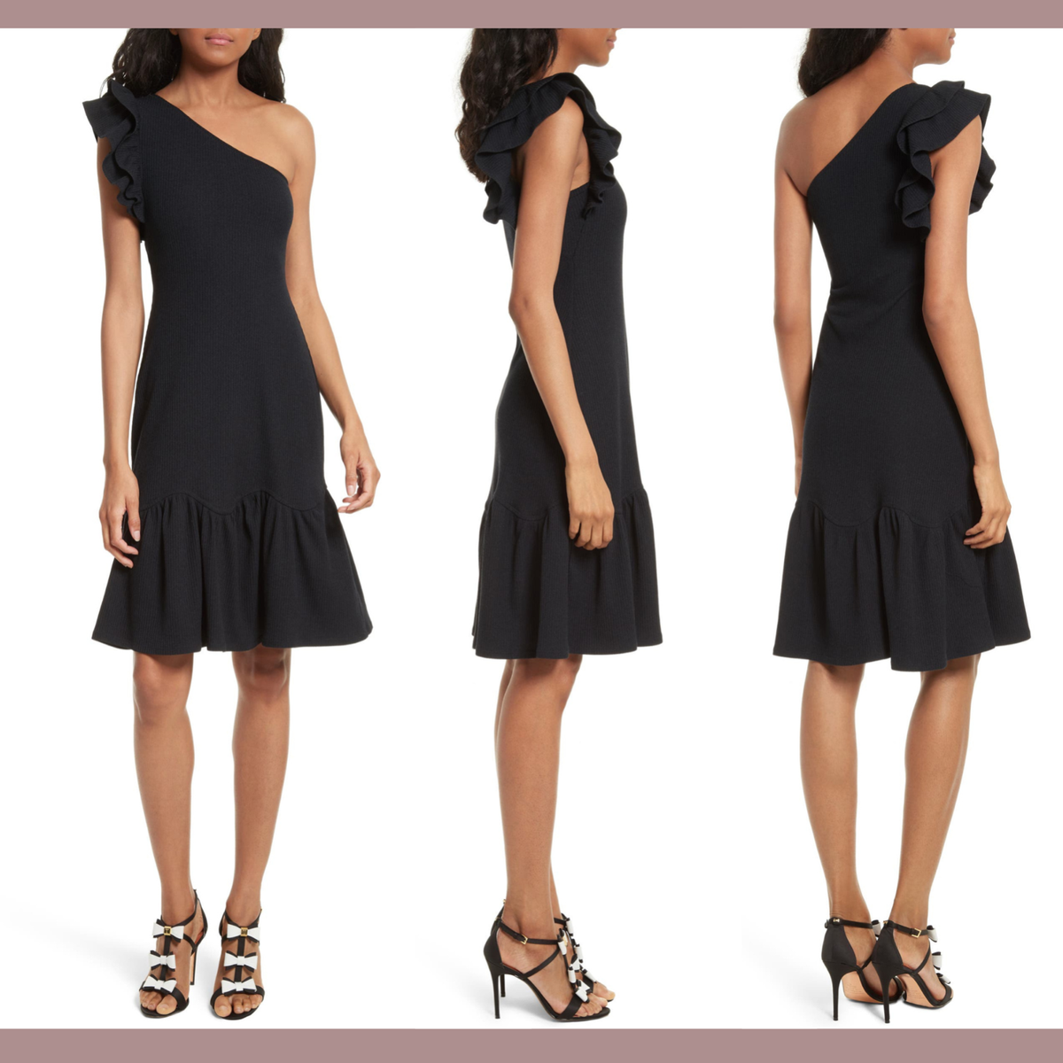 NWT $295 Rebecca Taylor [ Small ] One Shoulder Ribbed Black