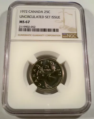 1972 CANADA 25c NGC MS 67 QUARTER MS67
