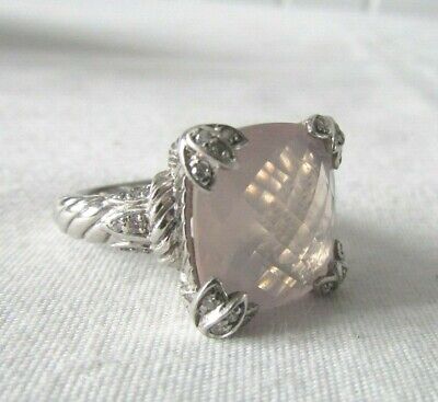 Judith Ripka Sterling Silver Rose Quartz & Diamonique Ring Size 8 | eBay