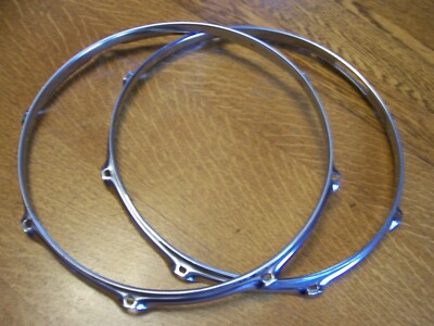 Pair Vintage 13'' Remo Chrome Snare Drum Hoops - Came from a Master Touch Piccolo